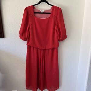 Vintage Jenny Women’s Size 14 80’s Midi Retro Red Dress Made In USA